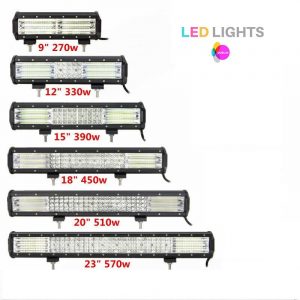 7D LED Work Light Bar 28 39 45 inch Tri Row Combo 12V Driving Lamp Offroad  SUV