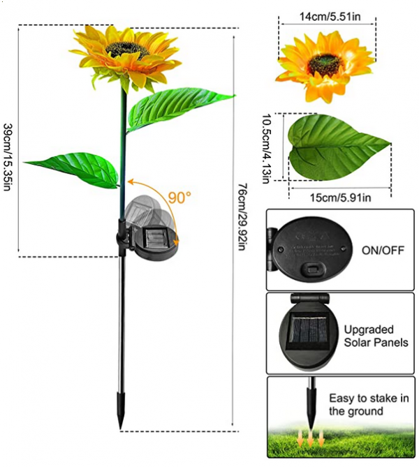 Solar LED Sunflower for Garden and Patios