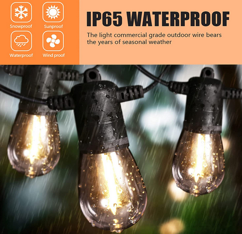 Garden Festoon Lights 48ft IP65 Waterproof Perfect for the Garden Patio and home