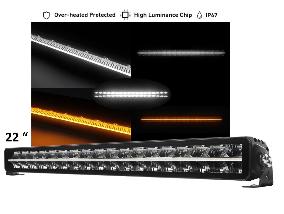 22 Inch PRO Light Bar with Daytime Running Light DRL in White and Amber