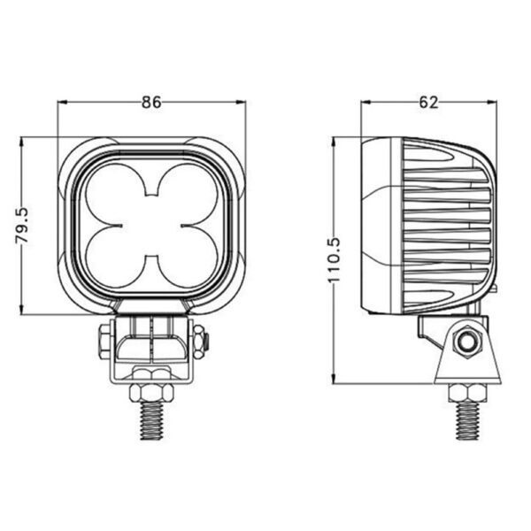 led work light PRO 50w Flood dimensions size